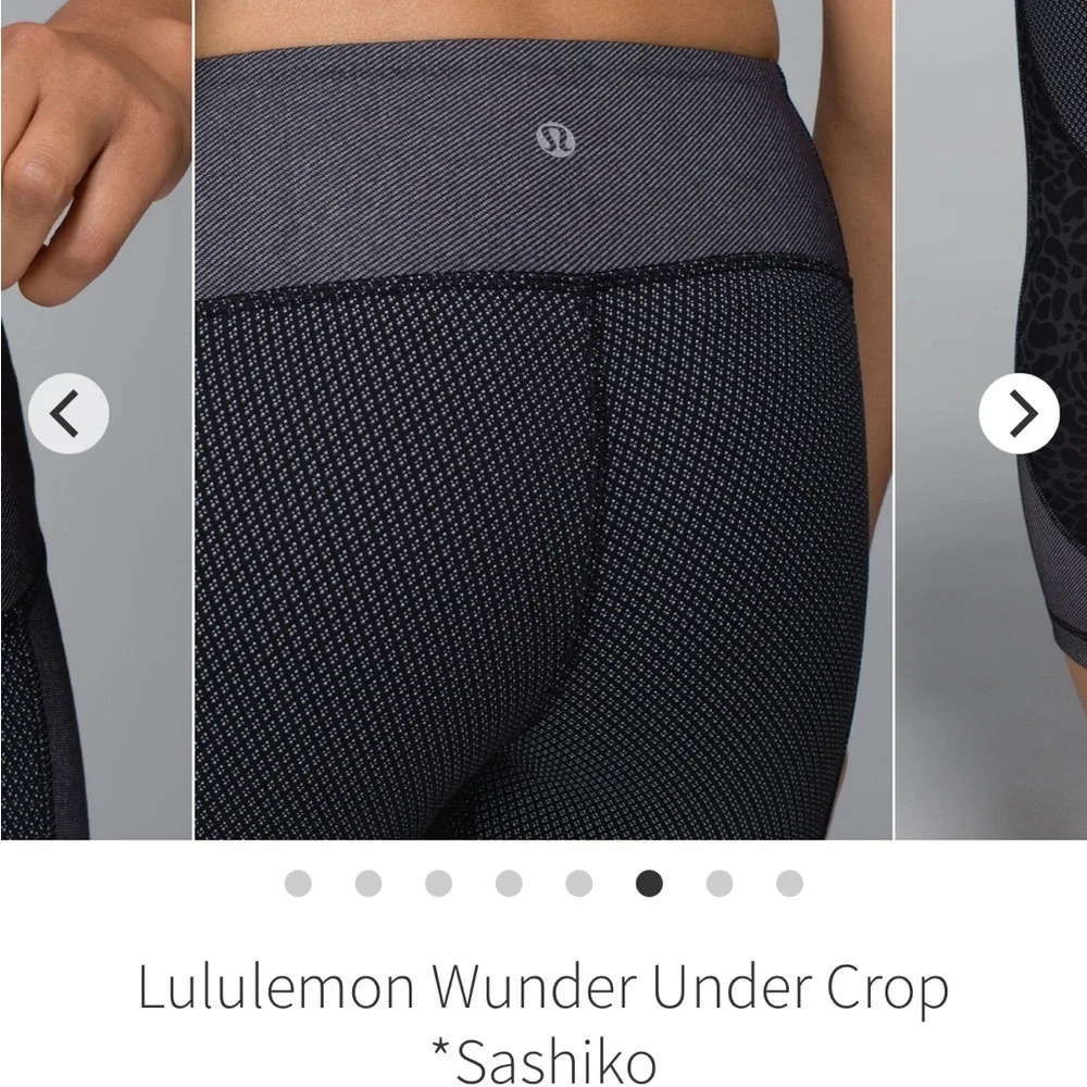 Lululemon Athletica Charcoal and Black Patterned Leggings Sz 8 wunder under crop